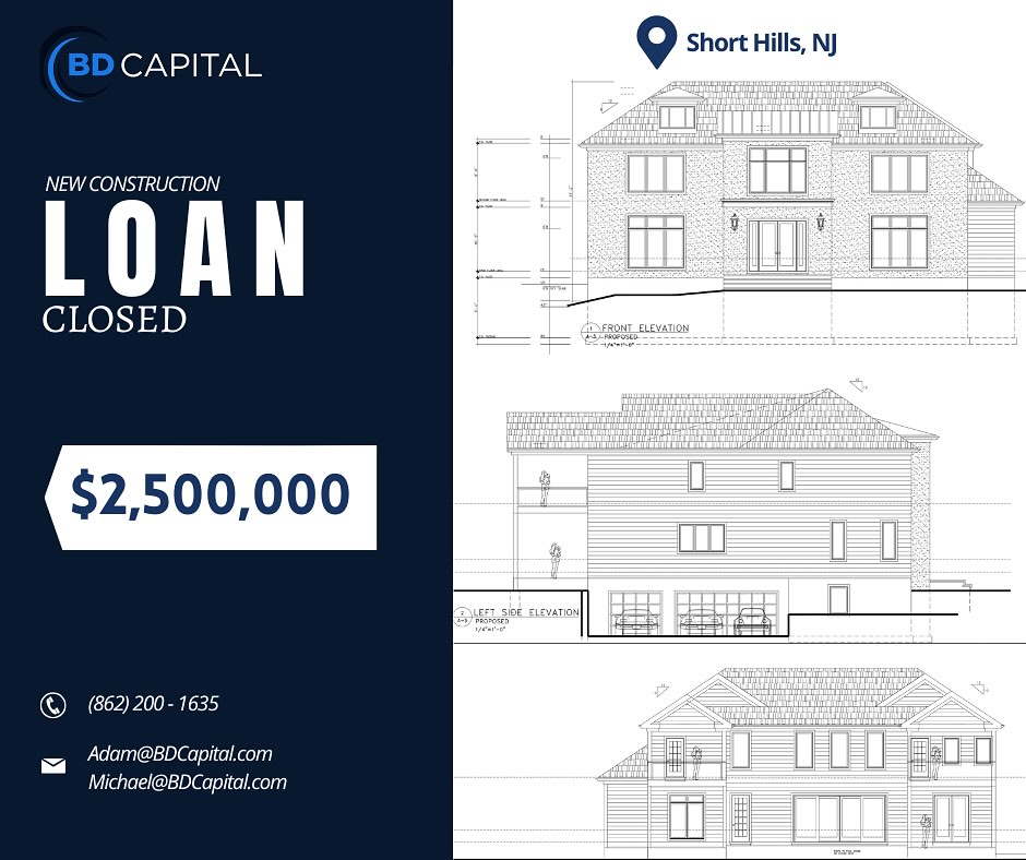 Another successful closing! BD Capital funded a $2,500,000 new construction loan in Short Hills, NJ.
#Bdcapital #realestate #newconstruction