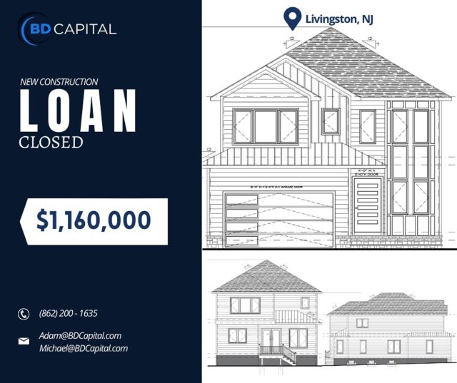 New Construction Loan Closed!

Another project funded in Livingston, NJ — $1,160,000 secured for a new build.

At BD Capital, we make financing seamless from concept to completion.