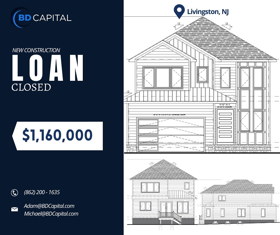 New Construction Loan Closed!

Another project funded in Livingston, NJ — $1,160,000 secured for a new build.

At BD Capital, we make financing seamless from concept to completion.