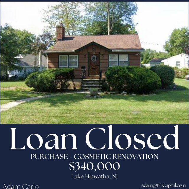 Another successful closing! 

$340,000 funded for a purchase and renovation in Lake Hiawatha, NJ