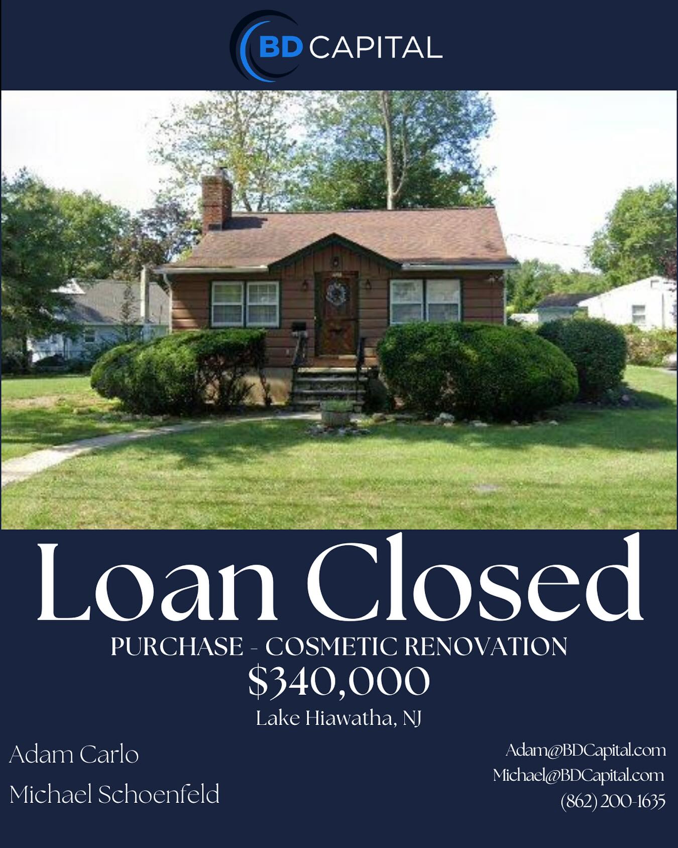 Another successful closing! 

$340,000 funded for a purchase and renovation in Lake Hiawatha, NJ