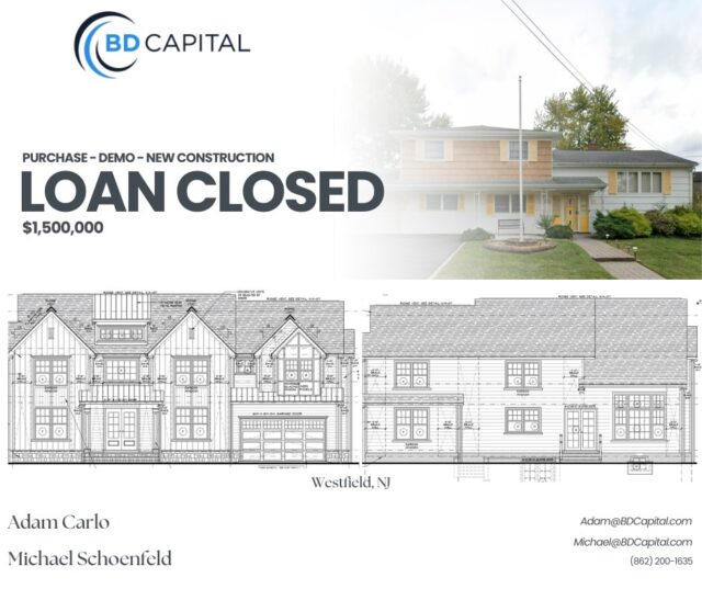 Loan Closed ✅
$1.5M for purchase, demo of existing structure & new construction build in Westfield, NJ. Excited to help bring this project from teardown to new build!