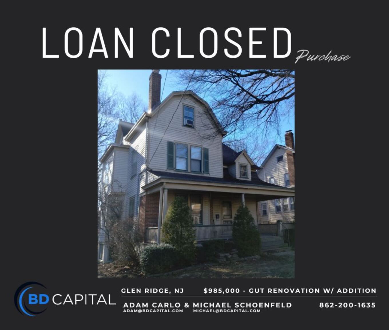 Closed on a $985K purchase with a horizontal addition in Glen Ridge, NJ. Excited to bring new life and value to this project.